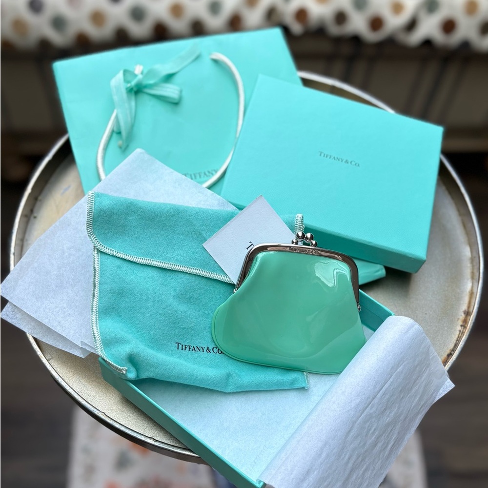 Tiffany & Co. Patent Leather Kiss-Lock Coin Purse. New with original packaging.